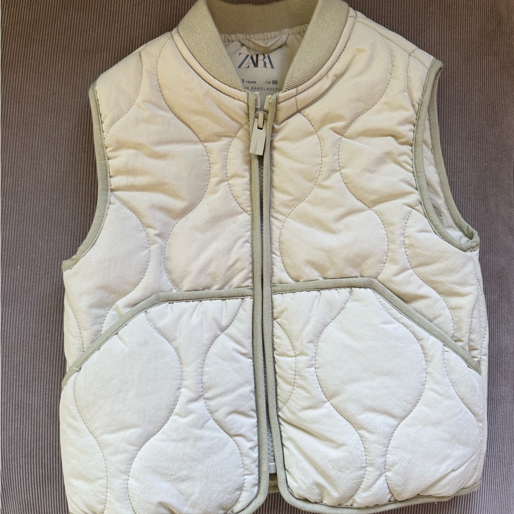Zara Kids Ivory Quilted Vest